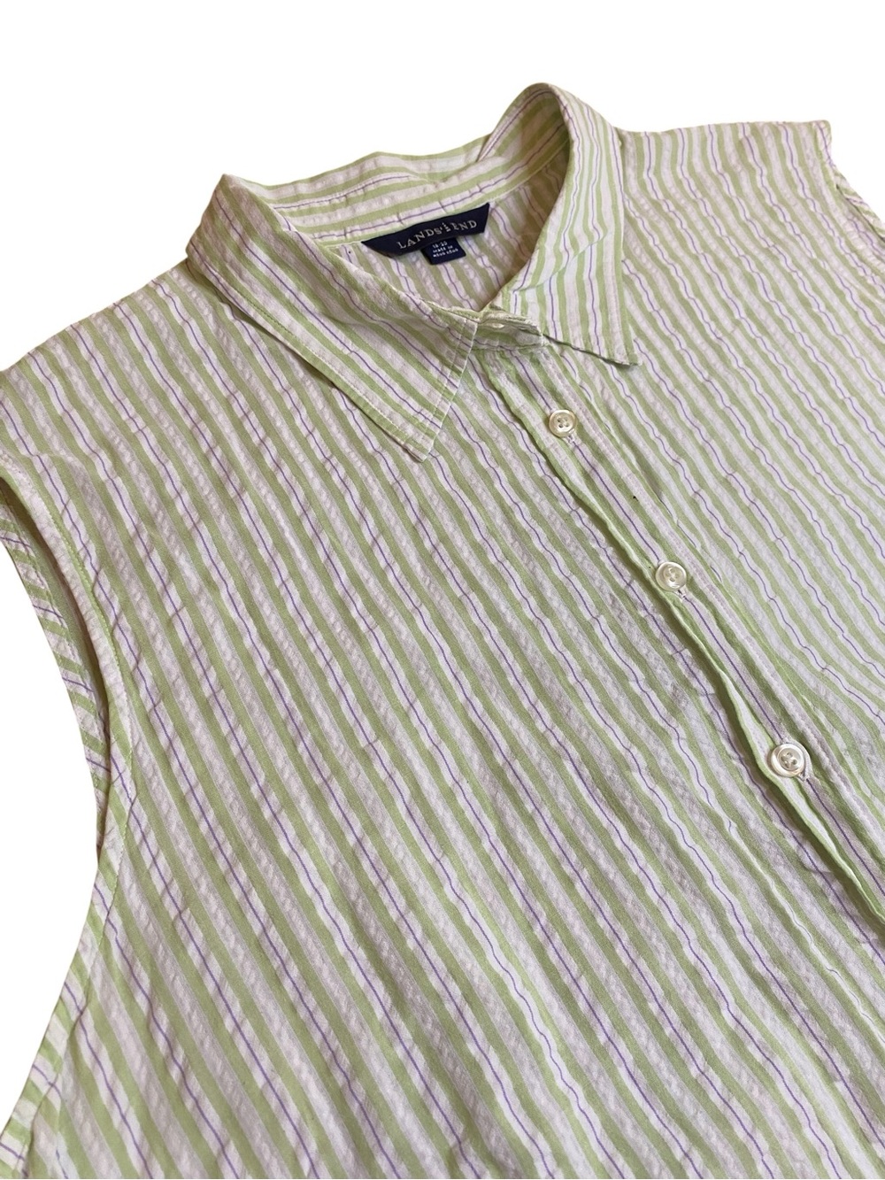 Landโs End Cotton Button Down Tank Womenโs 18 20 Coastal Summer Cottagecore 90s